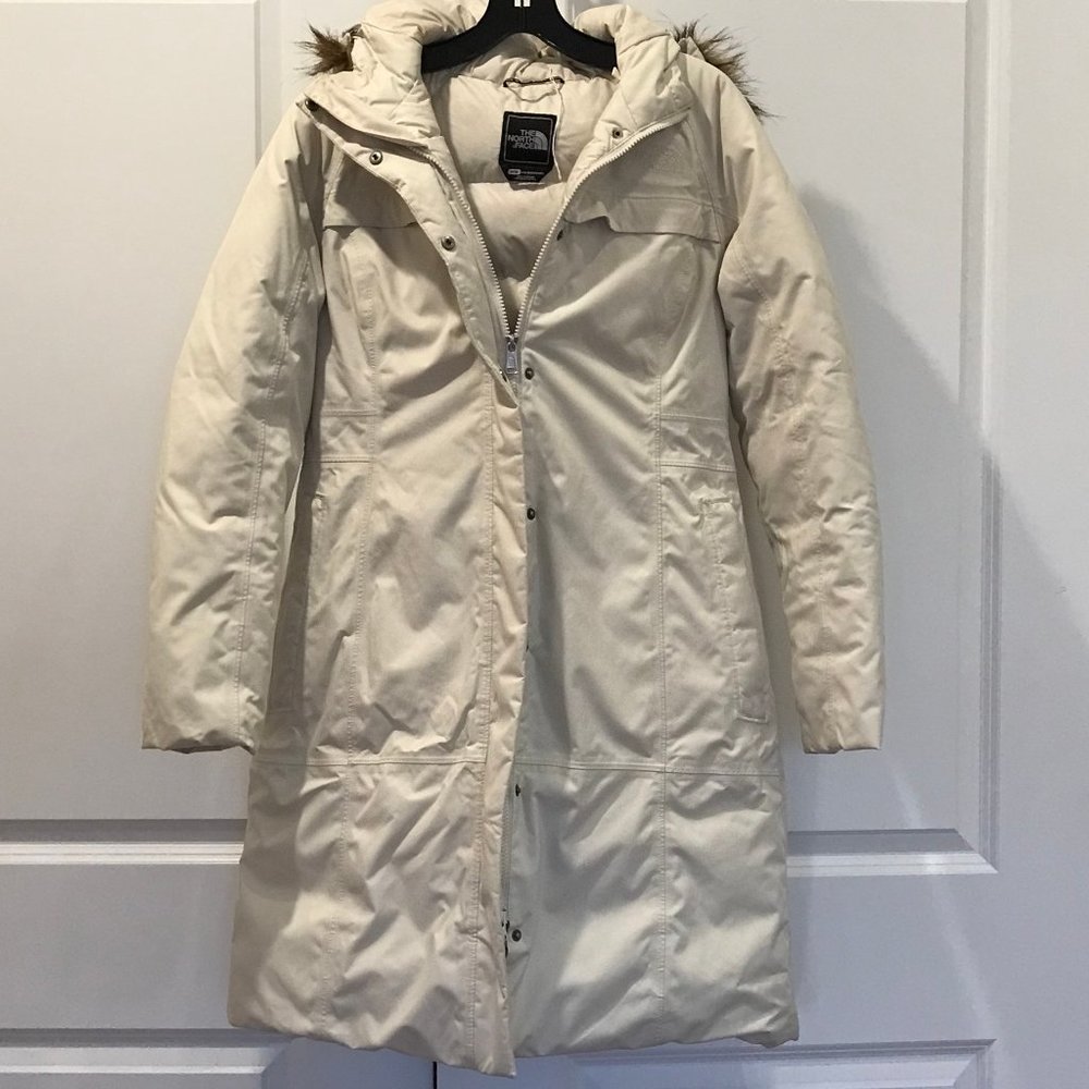 North Face Women's Arctic White Waterproof Parka Coat Size Medium